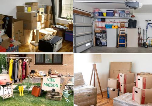 Objets stockés dans un appartement, garage et cave avant débarras
