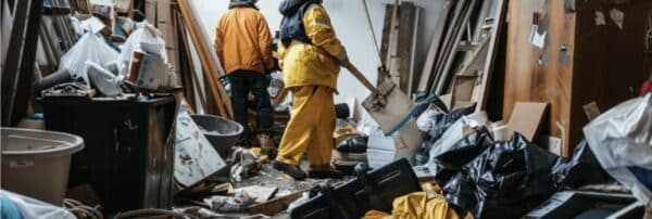 Image d'un professionnel débarrasseur dans un appartement insalubre
